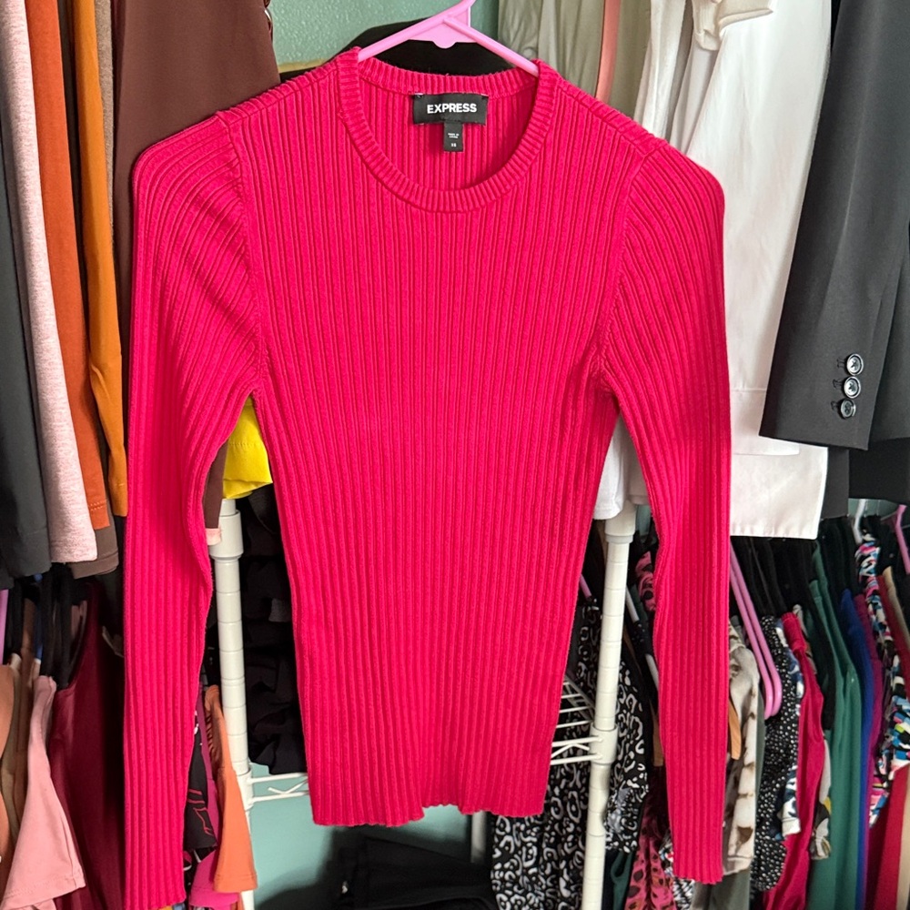 Express Women's Vibrant Pink Sweater